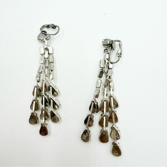 VINTAGE Dangle Earrings Crystal Drop Clip On Earrings - Picture 5 of 5